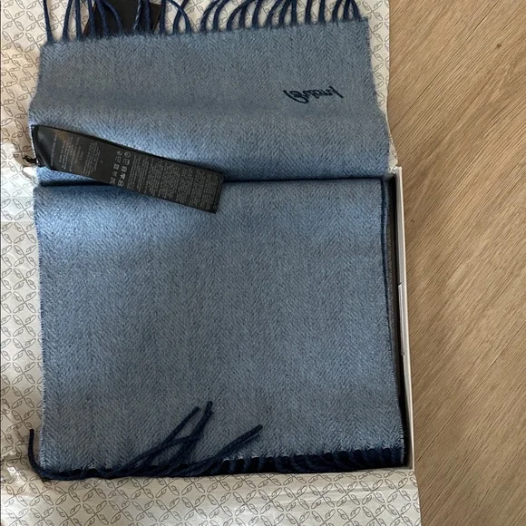 Brioni Deep Navy cashmere/wool fringe scarf - Picture 2 of 4